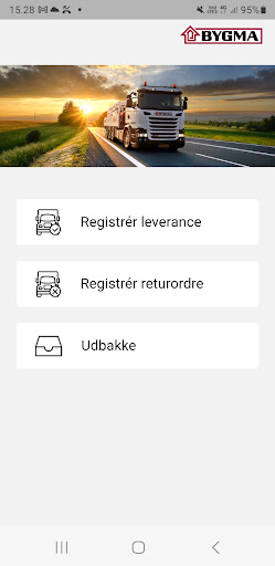 Android application Bygma Chauffør-app screenshort