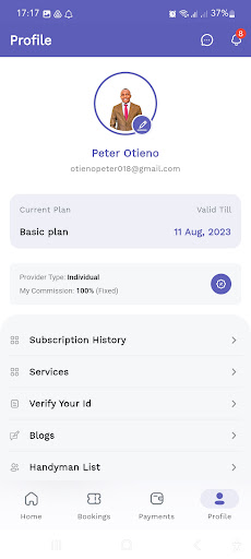 Errandy Provider Screen 3