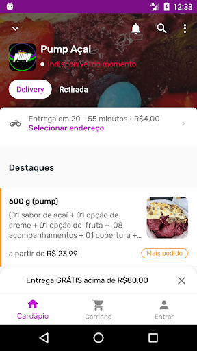 Android application Pump Açaí screenshort