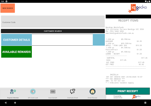 Android application posIQ Cloud screenshort
