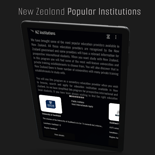 Android application NZ Institutions screenshort
