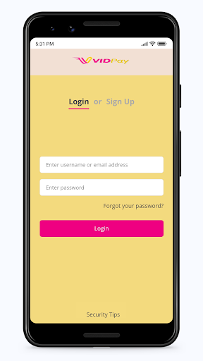 Android application Vidpay screenshort
