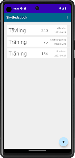 Android application Skyttedagbok screenshort