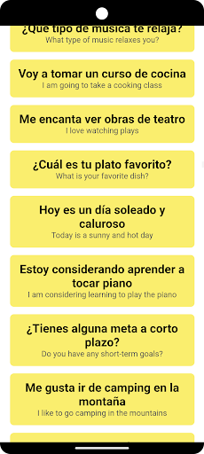 Android application Spanish Phrases screenshort