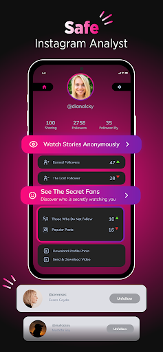 Android application inReports - Followers reports screenshort