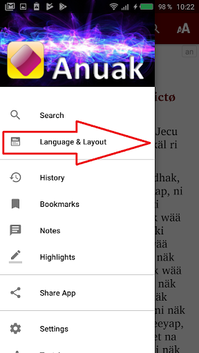 Android application Anyuak English Arabic Swahili screenshort