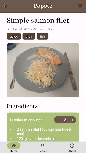 Popote - Recipes Screen 2