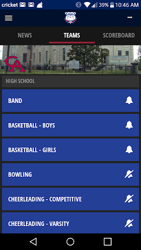 Android application Columbia Academy Sports screenshort