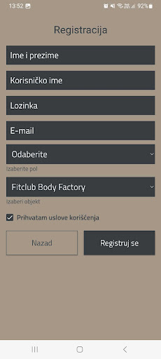 Fitclub Body Factory Screen 2