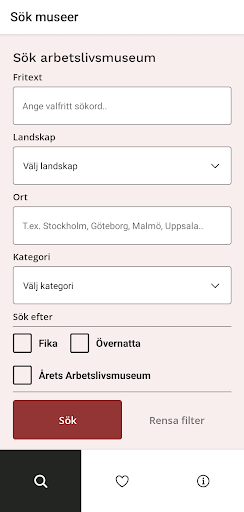 Android application Museiguide Arbetslivsmuseer screenshort