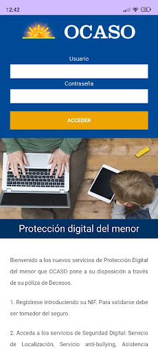 Android application Protección digital del menor O screenshort