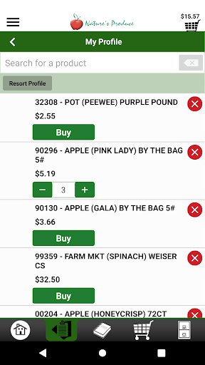 Natures Produce Ordering Screen 2