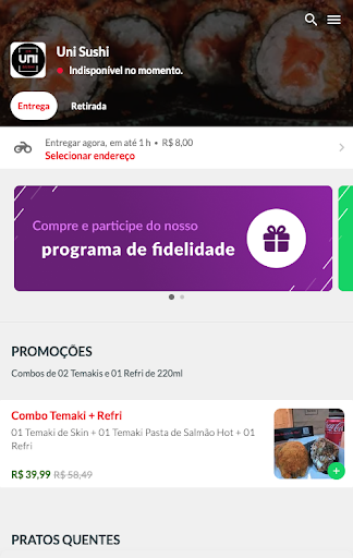 Android application Uni Sushi. screenshort