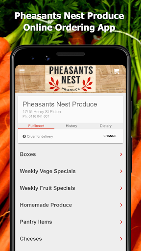 Android application Pheasants Nest Produce screenshort