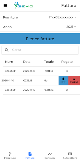 GEKO - Area clienti Screen 3