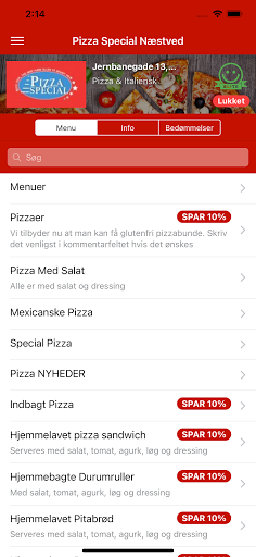 Android application Pizza Special Naestved screenshort