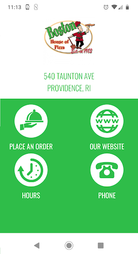 Android application Boston House of Pizza Providen screenshort