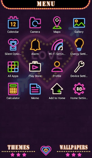 Neon Cupid Heart Theme +HOME Screen 2