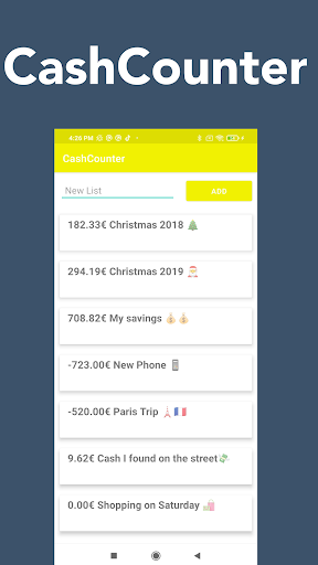 Android application CashCounter: The euro counter screenshort