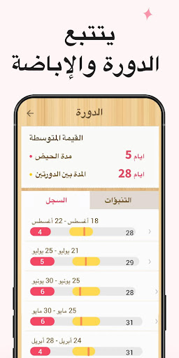تطبيق حاسبة الدورة الشهرية والاباضة برو5