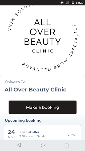 Android application All Over Beauty Clinic screenshort