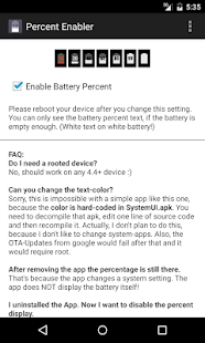 Battery Percent Enabler Screenshot