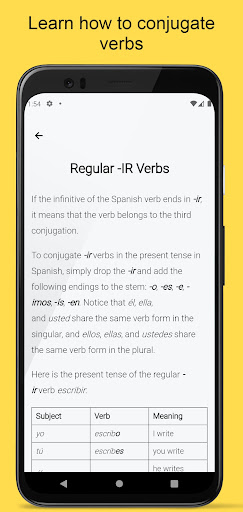 Spanish Verbs Conjugation Screen 2