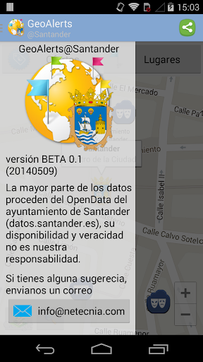 Android application GeoAlerts@Santander screenshort