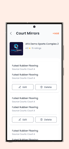 Sports Complex Management App Screen 2