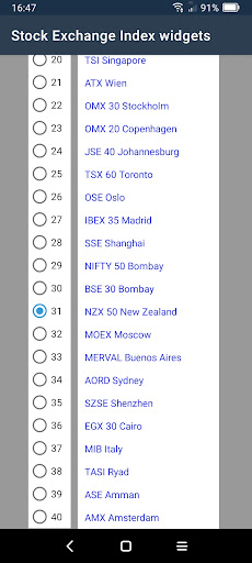 Stock Exchange Index widgets Screen 2