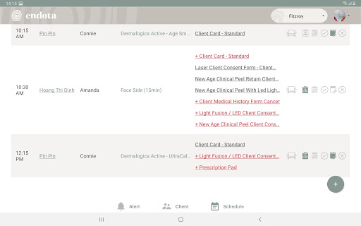 Android application endota Spa Connect screenshort