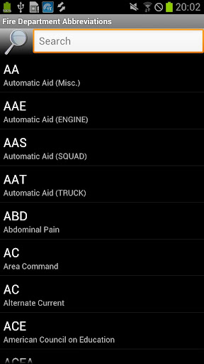 Fire Department Abbreviations Screen 2