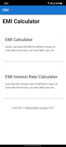 Android application EMI Interest Rate Calculator screenshort
