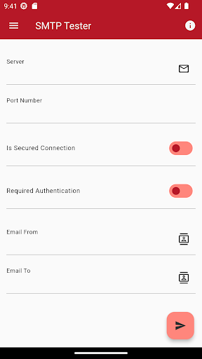 Android application SMTP Tester screenshort