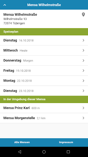 Android application Mensa Tübingen screenshort