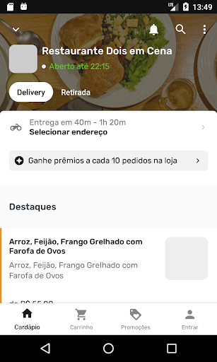 Android application Restaurante Dois em Cena screenshort