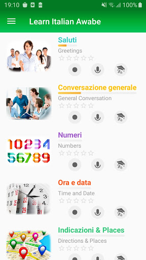 Android application Learn Italian Awabe screenshort