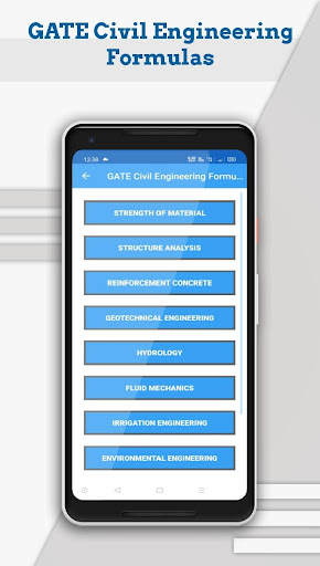 Android application GATE Civil Engineering Formula screenshort