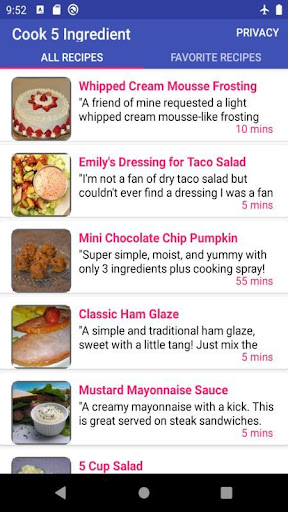 Android application cook 5 ingredient: food recipe screenshort