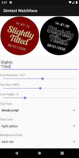 Simtext Watchface Screen 3
