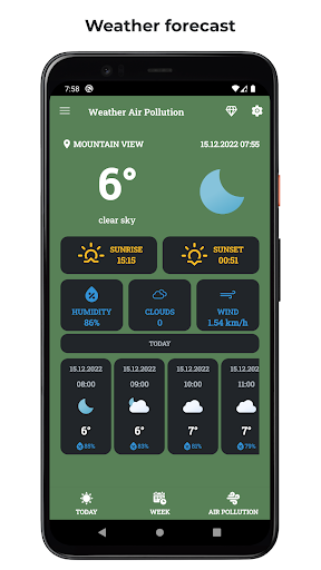 Android application Weather: Pollution & Forecast screenshort