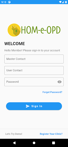 Android application HOMeOPD - Software screenshort