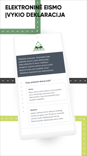 Android application Autoįvykis įvykio deklaracija screenshort