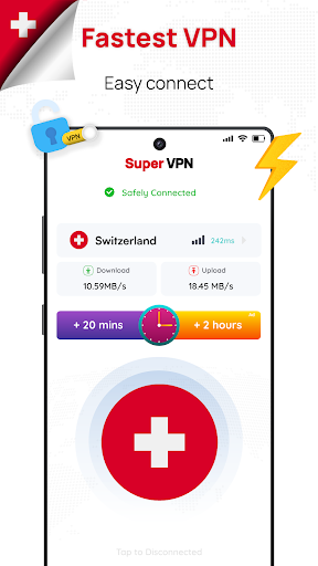 Android application Switzerland VPN: Get Swiss IP screenshort