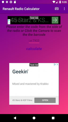 Android application Renault Radio Code Calculator screenshort