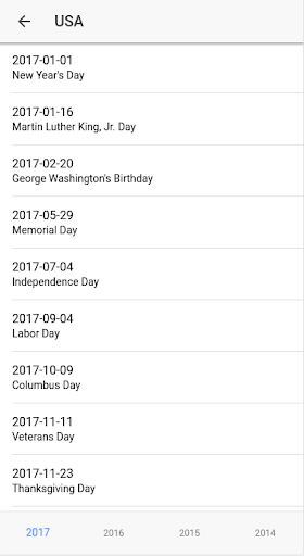 National Holidays Screen 3