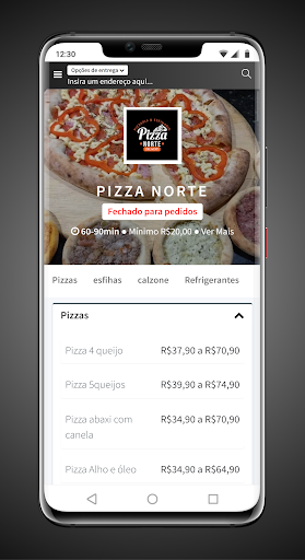 Android application pizza norte screenshort