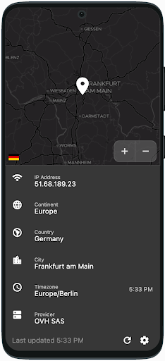 Android application IP Locator screenshort