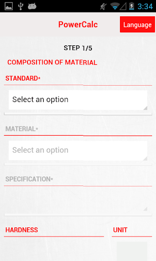 Android application Starrett PowerCalc screenshort