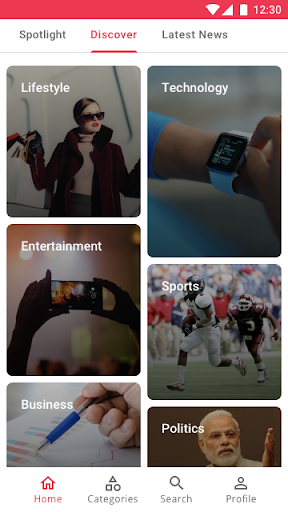 Android application Newsgram screenshort